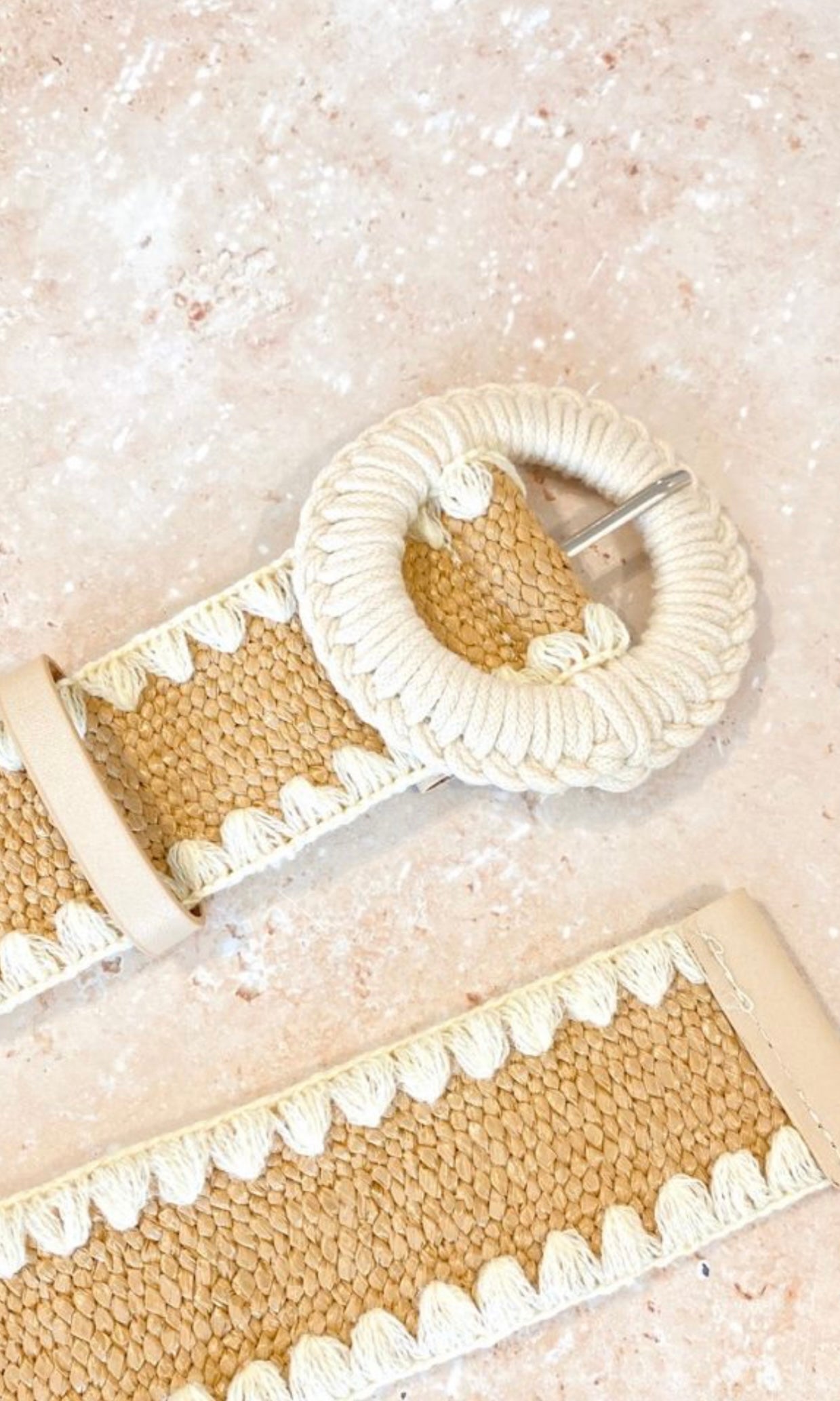 Contrast Straw Belt - Tan