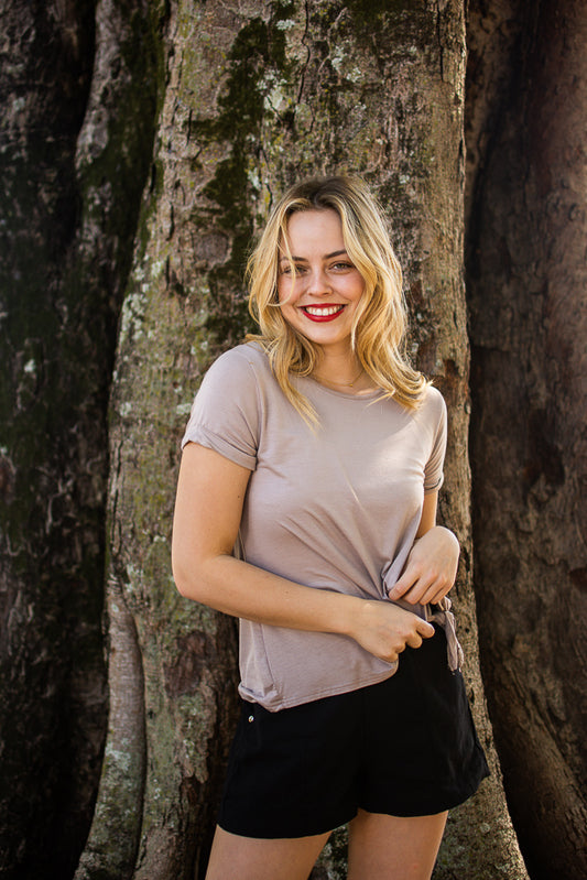 Modal Front Tie Top - Mocha