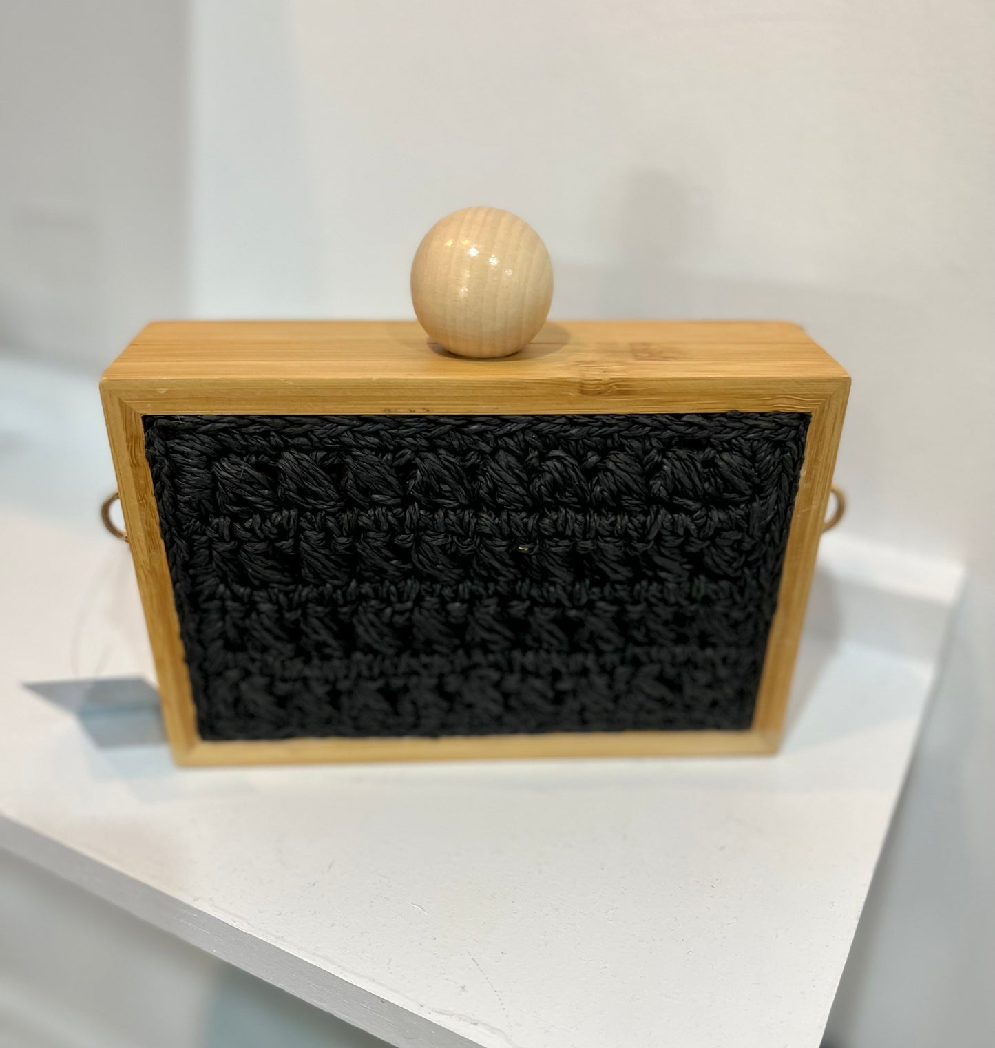 Timber Crochet Clutch Bag - Black