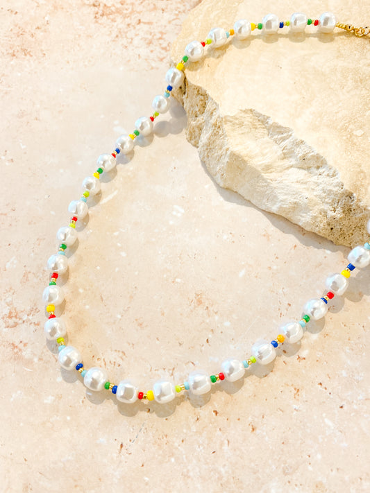 Necklace - Colourful Beaded Pearl