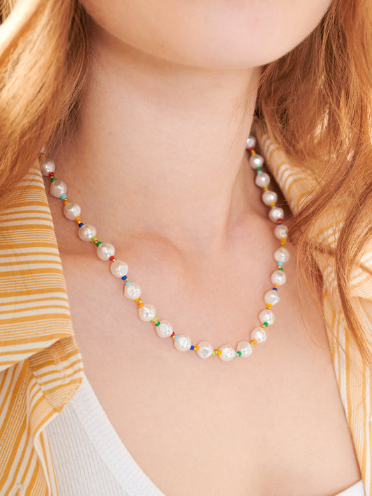 Necklace - Colourful Beaded Pearl