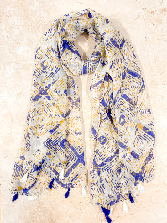 Abstract Scarf - Blue