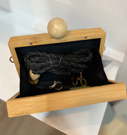 Timber Crochet Clutch Bag - Black