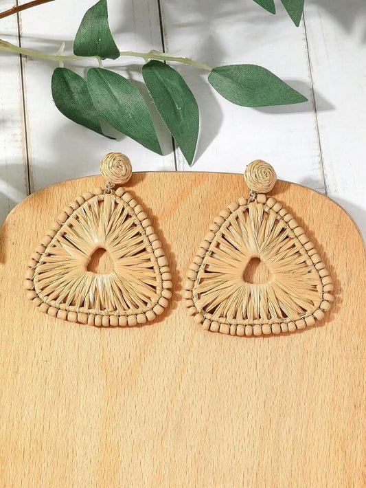 Straw Triangle Drop Earrings