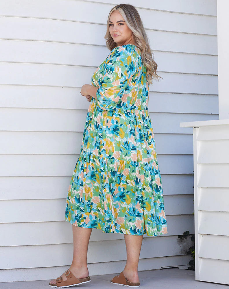 Jacinta Midi Dress - Green Floral