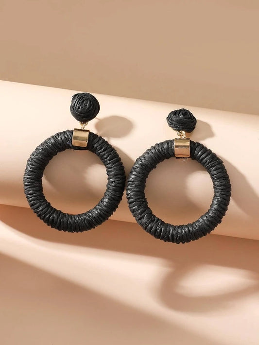 Woven Black Earrings