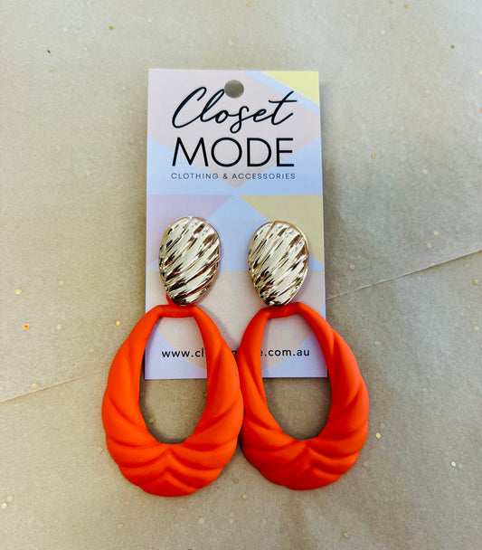 Bright Drop Earrings - Orange