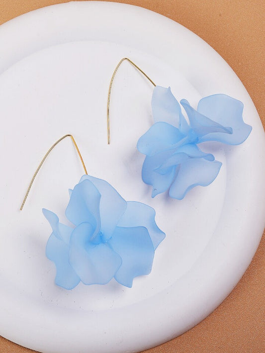 Petal Drop Earrings - Blue