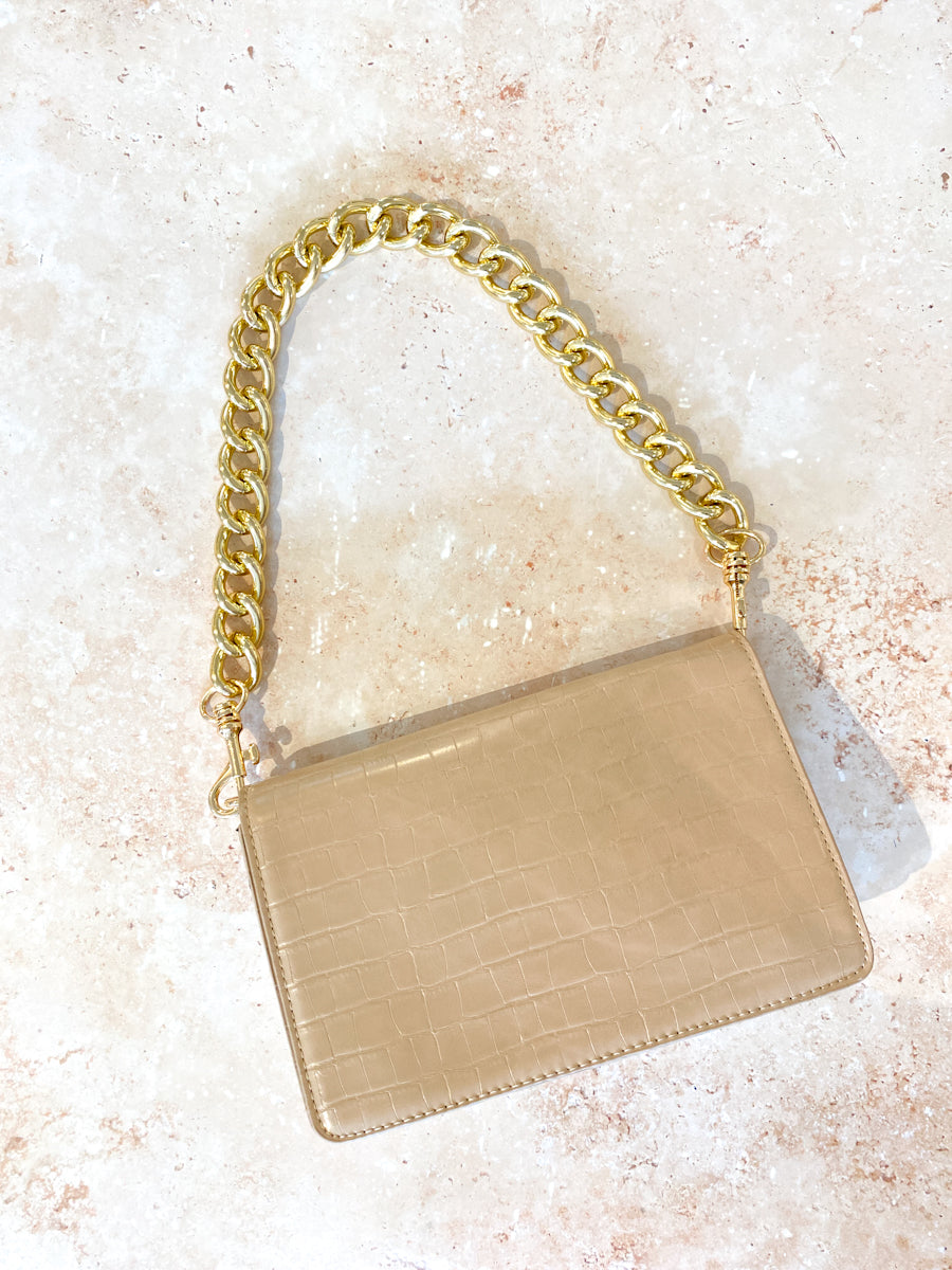 Chantel Chain Shoulder Bag - Nude