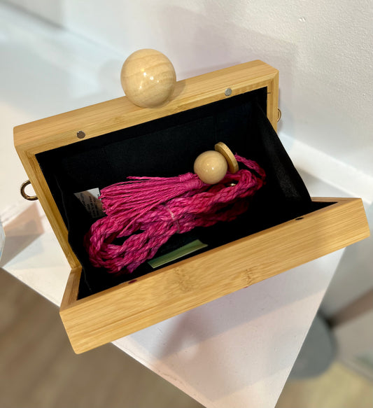 Timber Crochet Clutch Bag - Fuchsia