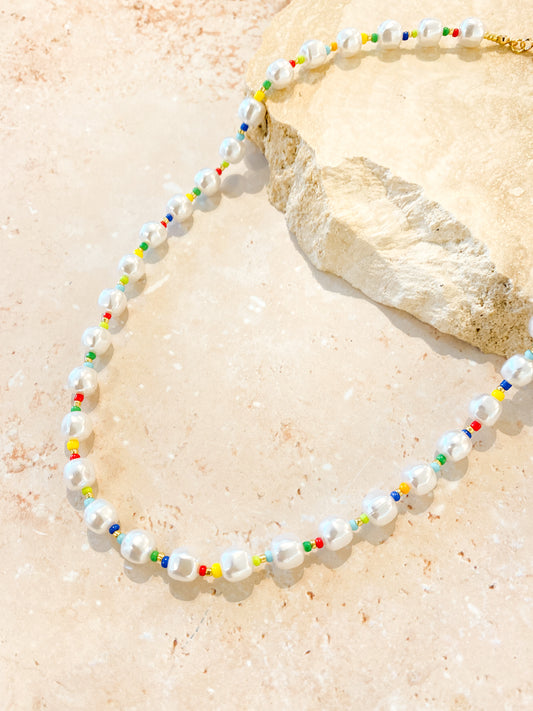 Necklace - Colourful Beaded Pearl